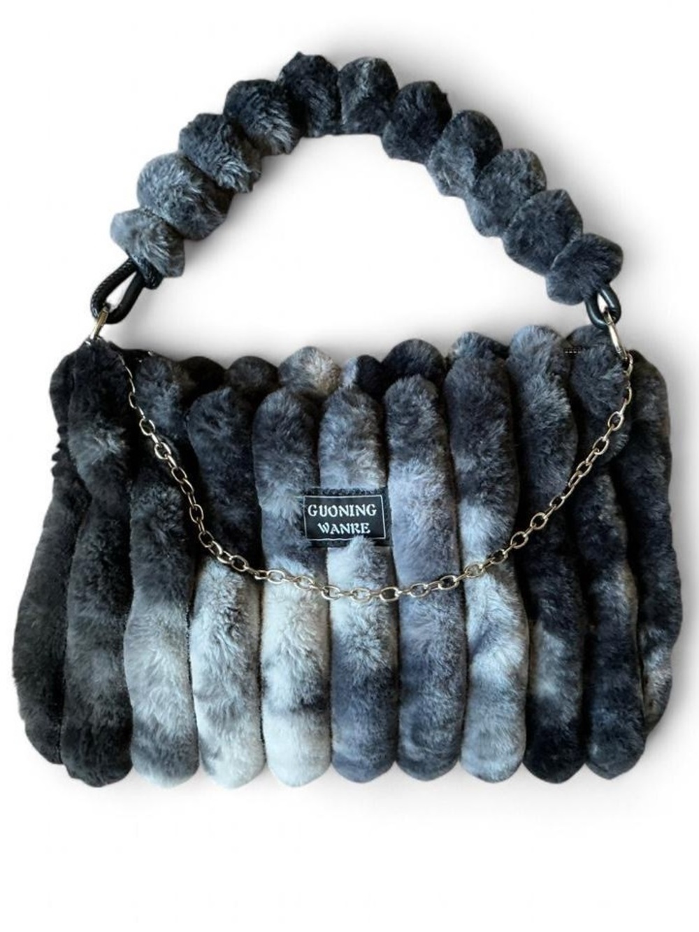 Plush Faux Fur Gray Women’s Shoulder Bag